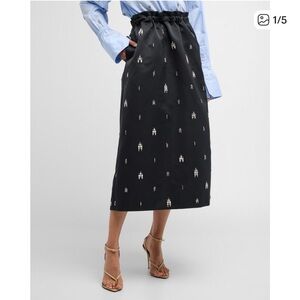 A.L.C. Black alexia Midi Skirt with embellished jeweled  Accents 4